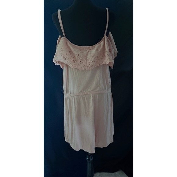 Wishful Park Pants - Wishful Park Womens XL Pink Eyelet Lace Ruffle Romper Cold Shoulder Boho Summer